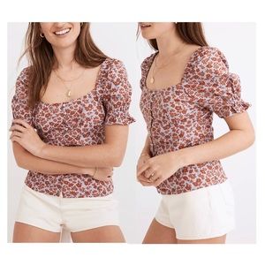 Madewell • Button-Front Smocked Top